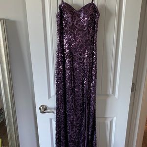 Strapless sequence formal gown